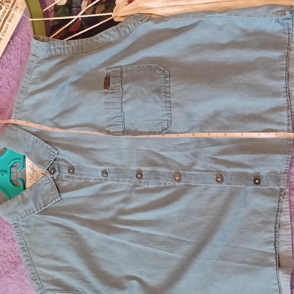 5 For $ 20 Sleeveless button down crop jean shirt blouse - Picture 12 of 15